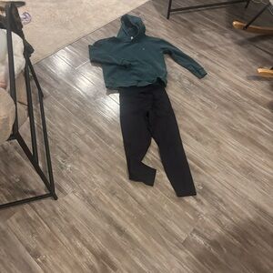 Women's Black Joggers and Green Hoodie